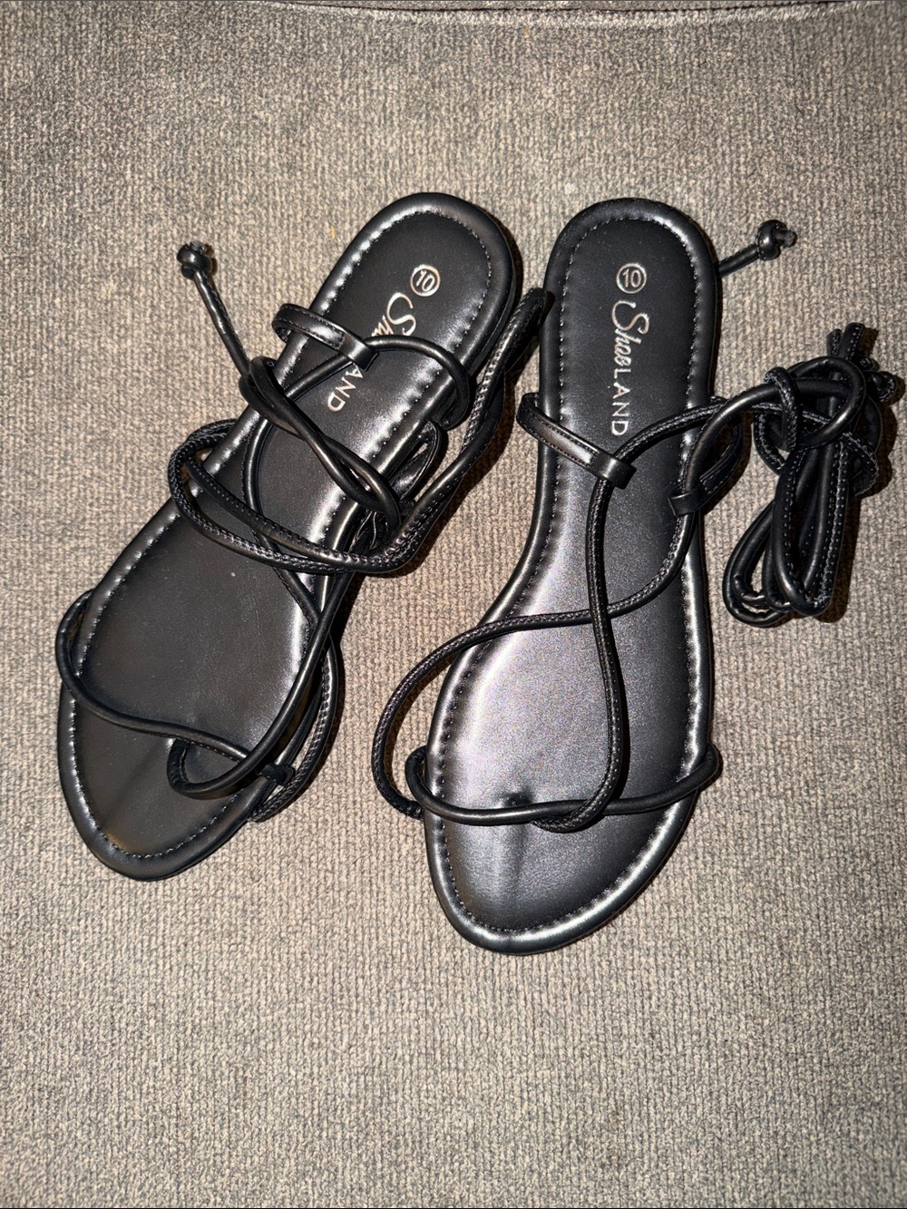 Women's Black Lace-Up Strappy Sandals